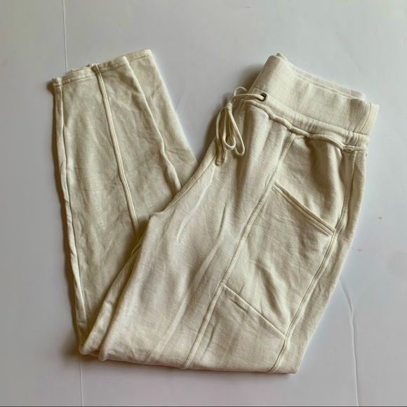 Fabletics Pants - Fabletics Cream Tie Waist Fleece Sweat Pants